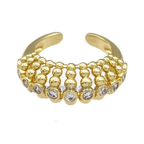 Copper Rings Pave Zircon Hollow Gold Plated
