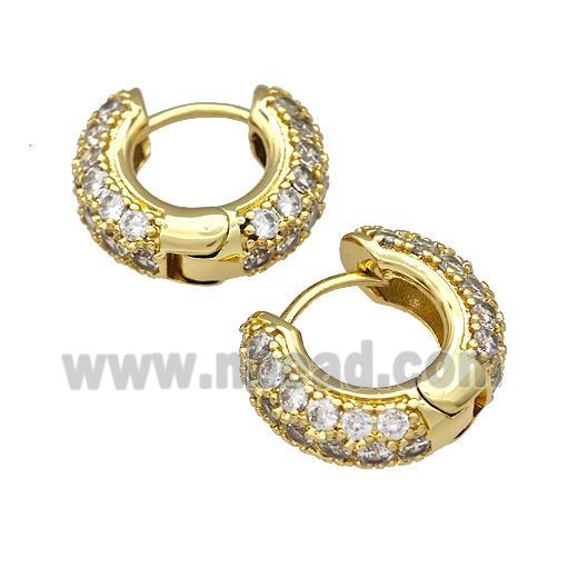 Copper Hoop Earring Micro Pave Zirconia Gold Plated