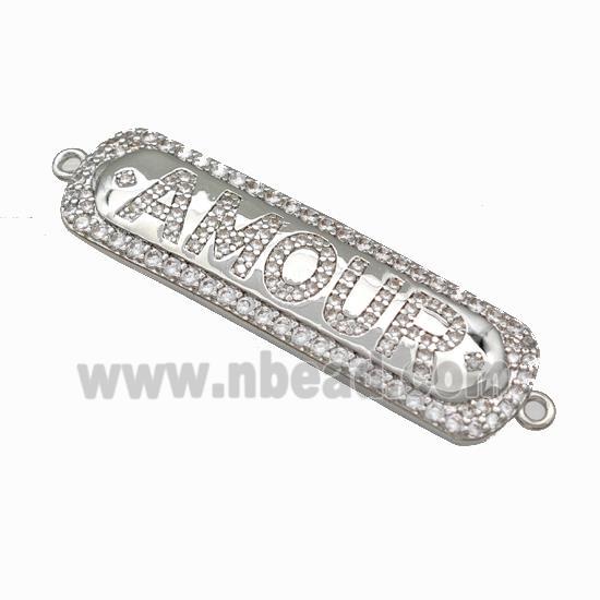 Copper AMOUR Connector Pave Zirconia Platinum Plated