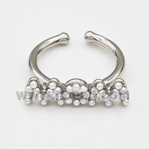 Copper Rings Pave Pearlized Resin MOM Platinum Plated