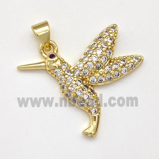 Copper Birds Pendant Micro Pave Zirconia Gold Plated