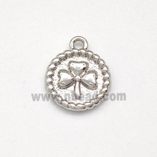 Copper Circle Pendant Clover Platinum Plated