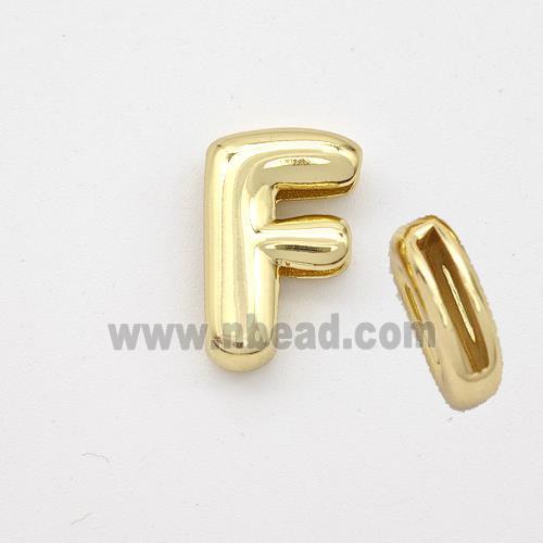 Copper Letter-F Beads Gold Plated