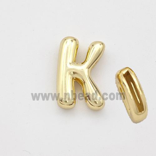 Copper Letter-K Beads Gold Plated