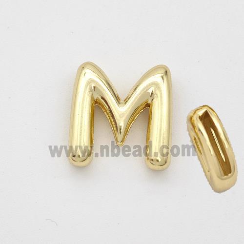 Copper Letter-M Beads Gold Plated