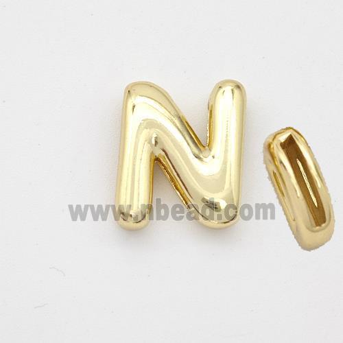 Copper Letter-N Beads Gold Plated