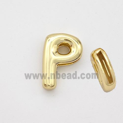 Copper Letter-P Beads Gold Plated