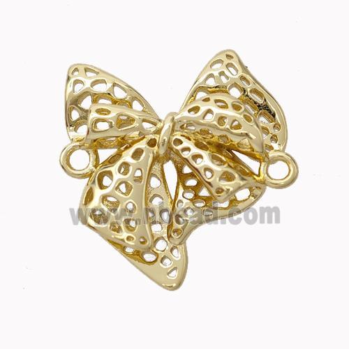 Copper Bowknot Connector Hollow Gold Plated
