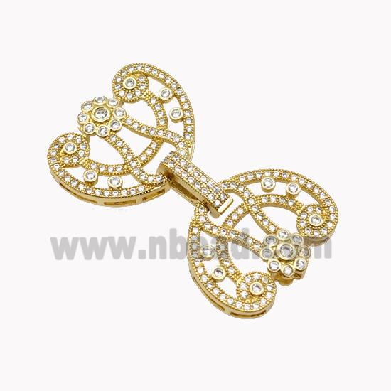 Copper Clasp Pave Zirconia Flower Gold Plated