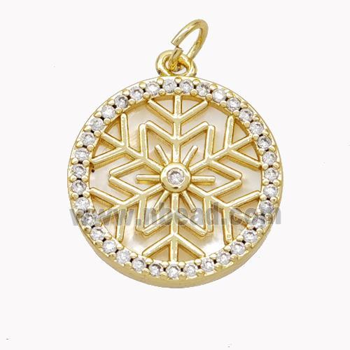 Copper Snowflake Pendant Pave Zirconia Gold Plated