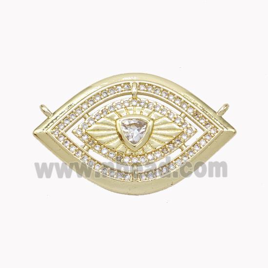 Copper Eye Pendant Pave Zirconia 2loops Gold Plated