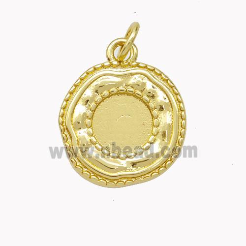 Copper Circle Pendant With Cabochon Pad Gold Plated