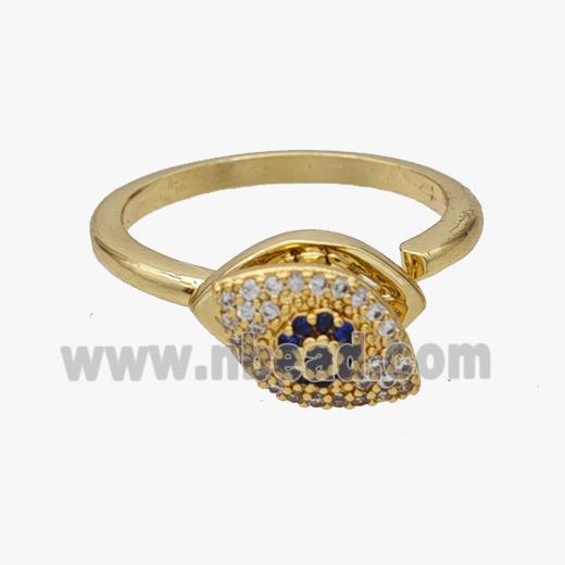 Copper Eye Rings Pave Zirconia Rotatable Adjustable Gold Plated