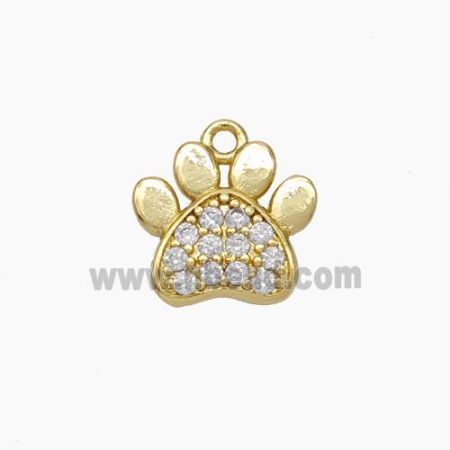 Copper Paw Charms Pendant Micropave Zirconia Gold Plated