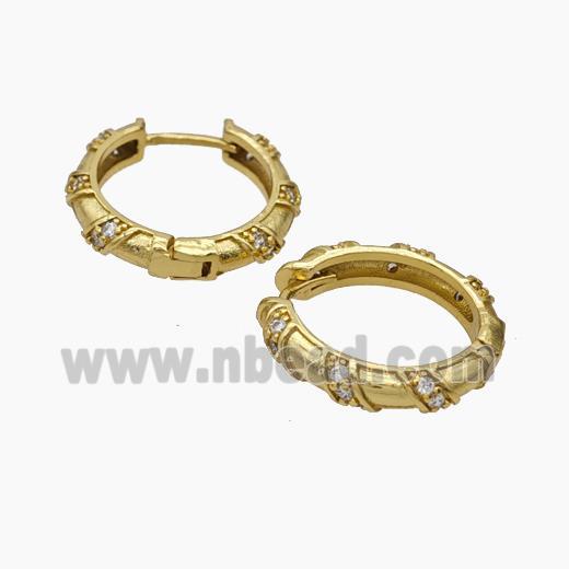 Copper Hoop Earrings Pave Zirconia Gold Plated