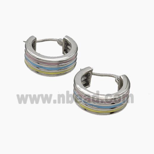 Copper Latchback Earrings Multicolor Enamel Platinum Plated