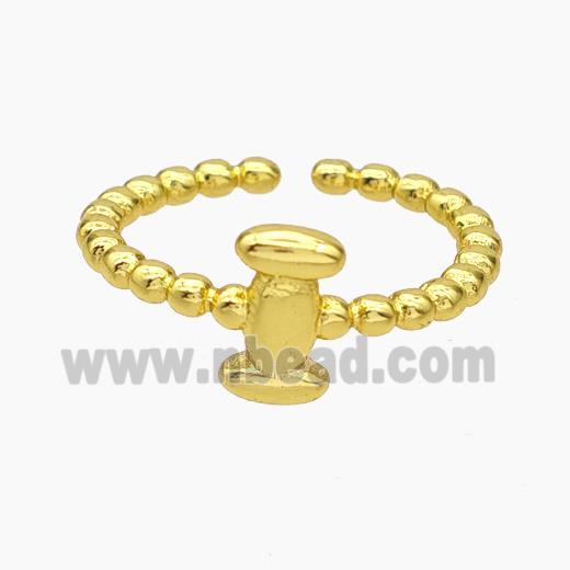 Copper Letter-I Rings Gold Plated