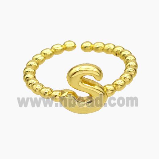Copper Letter-S Rings Gold Plated