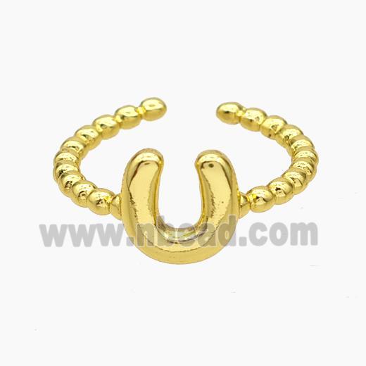 Copper Letter-U Rings Gold Plated