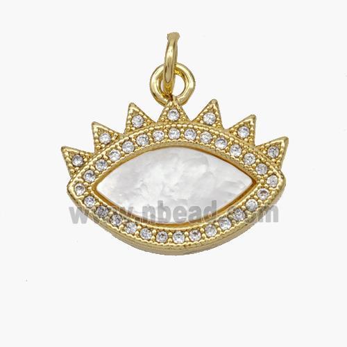 Copper Eye Pendant Pave Shell Zirconia 18K Gold Plated