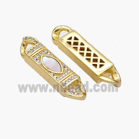 Copper Stick Connector Pave Shell Zirconia Eye 18K Gold Plated