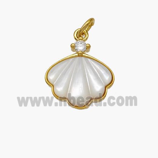 Copper Conch Pendant Pave Shell Gold Plated