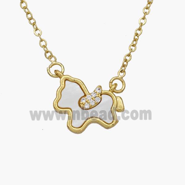 Copper Foal Necklace Pave Shell Horse Gold Plated