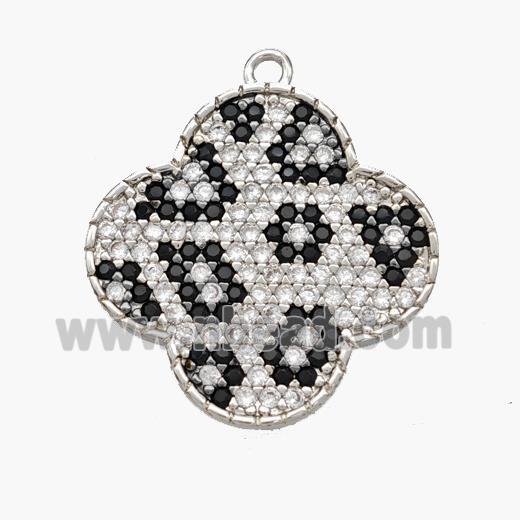 Copper Clover Pendant Micropave Zirconia Platinum Plated