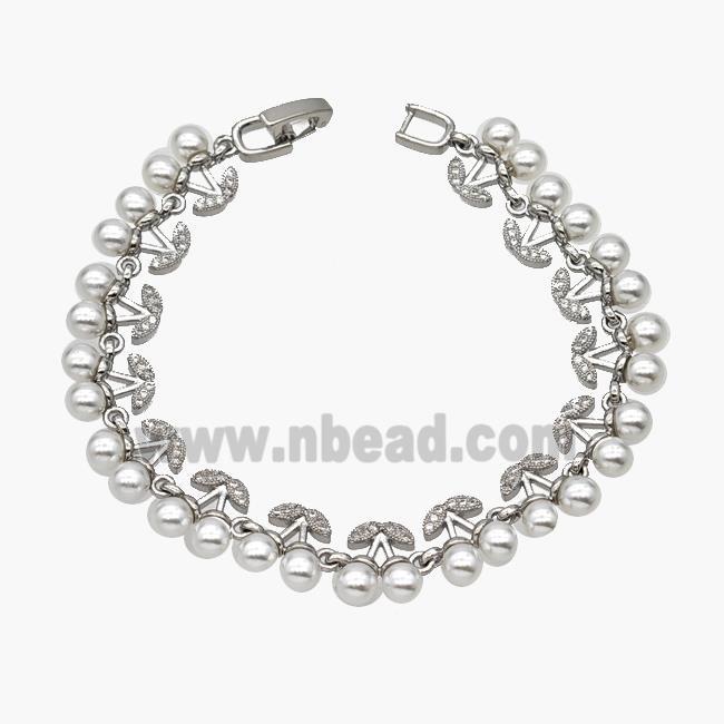 Copper Cherry Bracelet Pave Pearlized Resin Platinum Plated