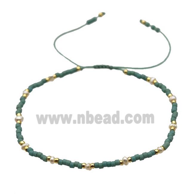 handmade miyuki glass Bracelet with Pearl, adjustable
