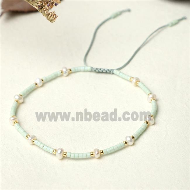 handmade miyuki glass Bracelet with Pearl, adjustable