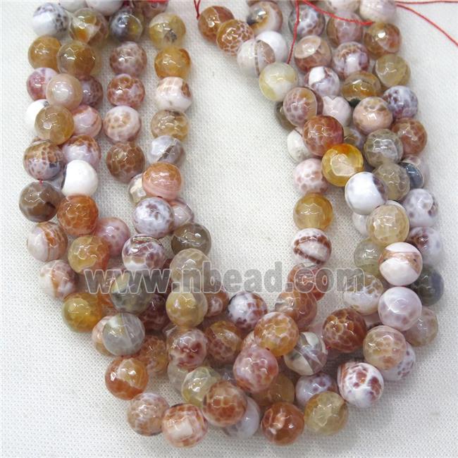 lt.red Fire Agate Beads, faceted round