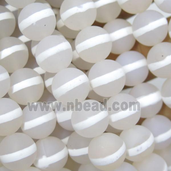 round matte white Tibetan Agate Beads, line