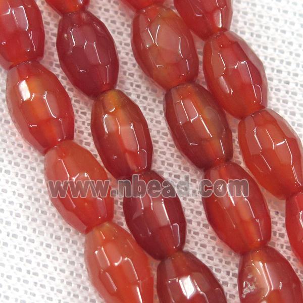 red Agate beads, faceted barrel