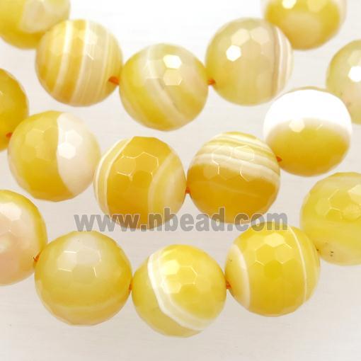 yellow striped Agate beads, faceted round