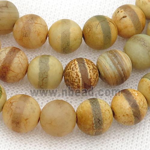 yellow Tibetan Style Agate Beads, Round