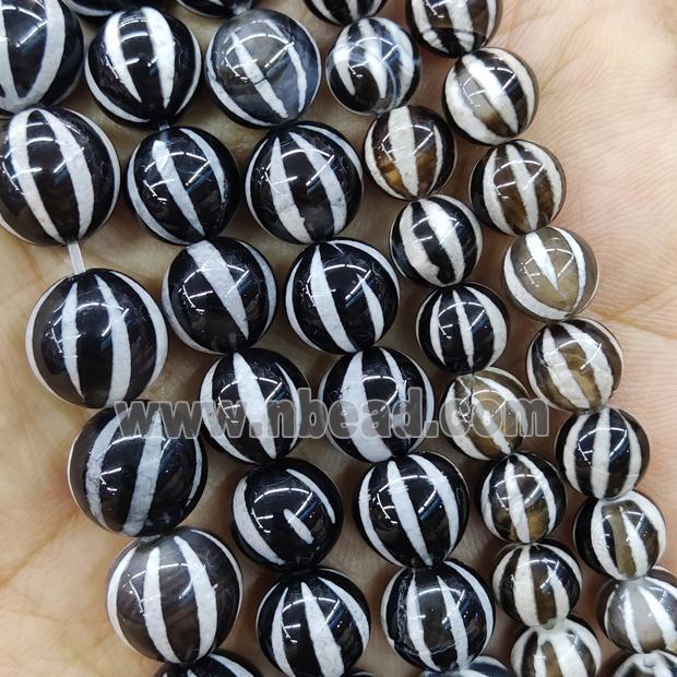 Tibetan Agate Beads Round Smooth Watermelon
