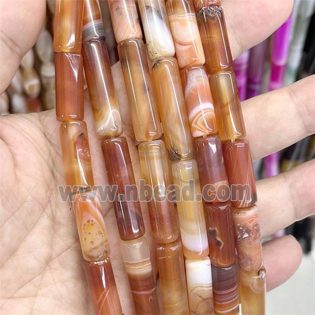 Red Stripe Agate Column Beads Dye