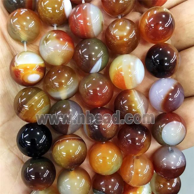 Natural Agate Beads Multicolor Dye Smooth Round