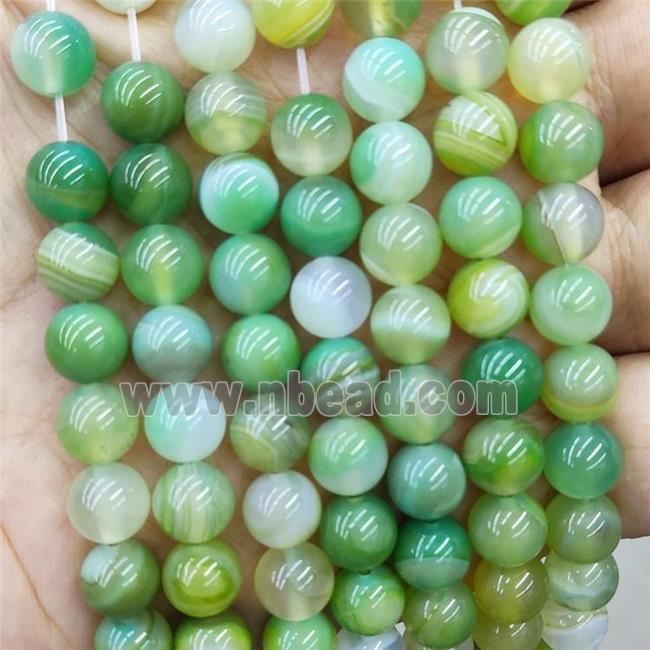 Natural Agate Beads Green Dye Smooth Round