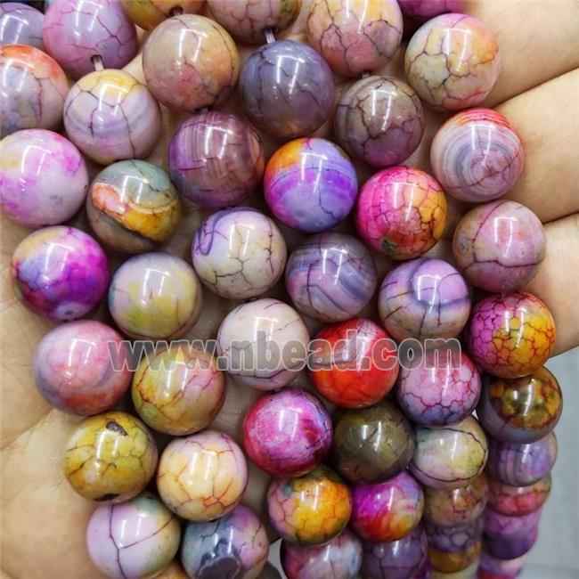 Natural Agate Beads Multicolor Dye Smooth Round