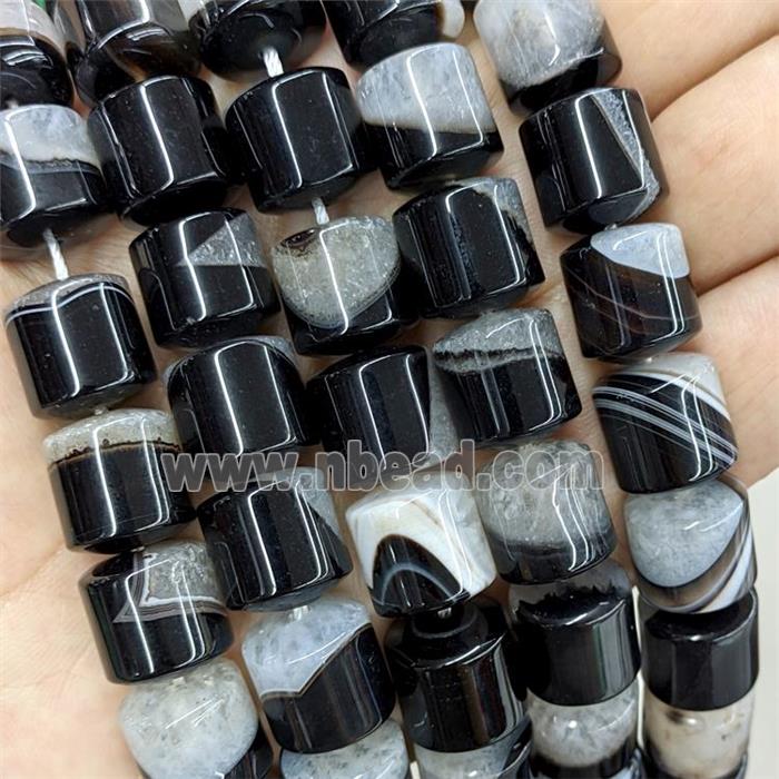 Natural Druzy Agate Tube Beads White Black
