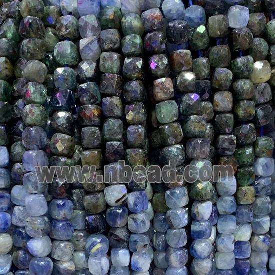 mixed gemstone bead, faceted cube