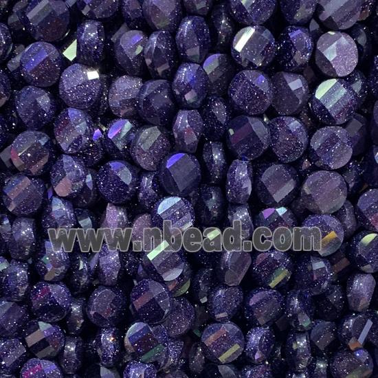 blue SandStone Beads, faceted circle