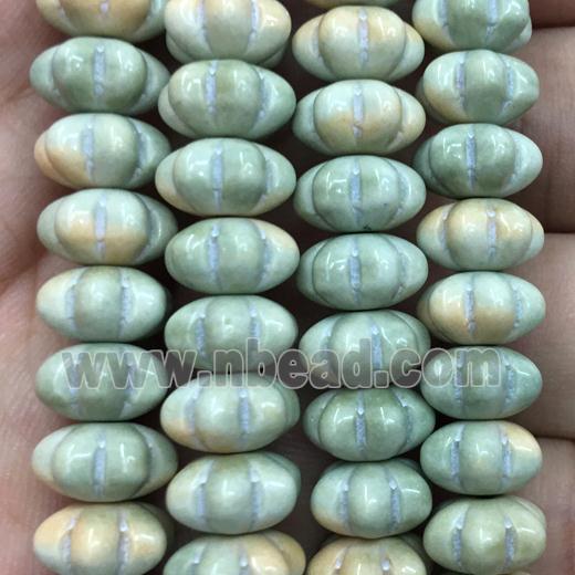 dichromatic green Alashan Agate Beads, pumpkin