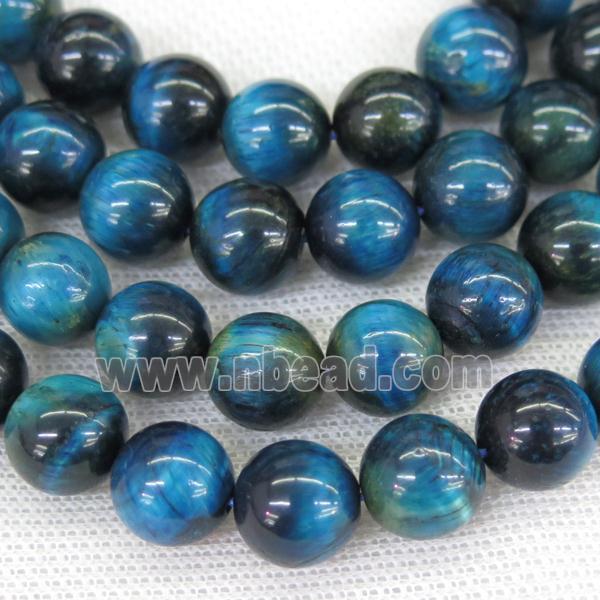 round Tiger eye stone beads, blue