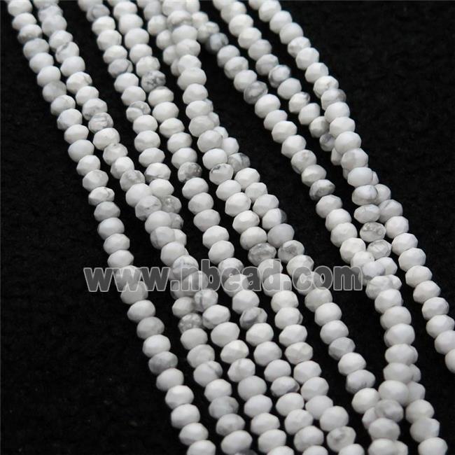 white howlite turquoise beads, faceted rondelle