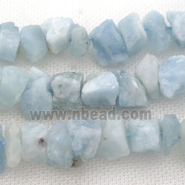 raw Aquamarine chip beads, rough, freeform