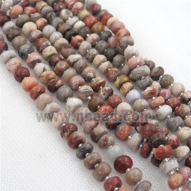 red Coral Fossil rondelle beads