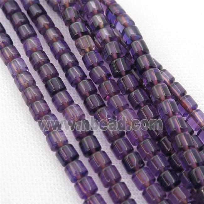 Crystal Quartz Beads, tube, purple dye